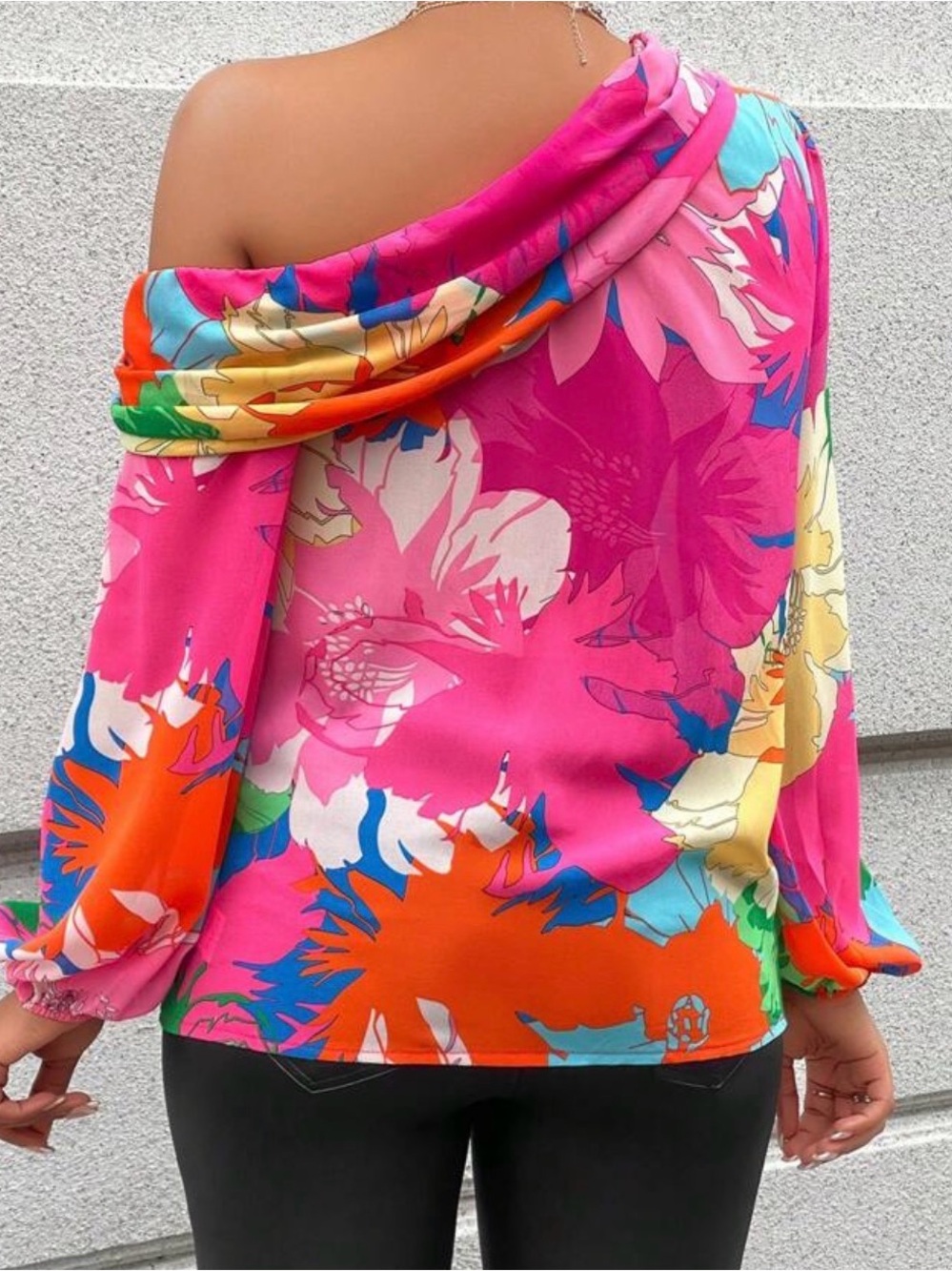 Off-Shoulder Floral Pink Multi Blouse